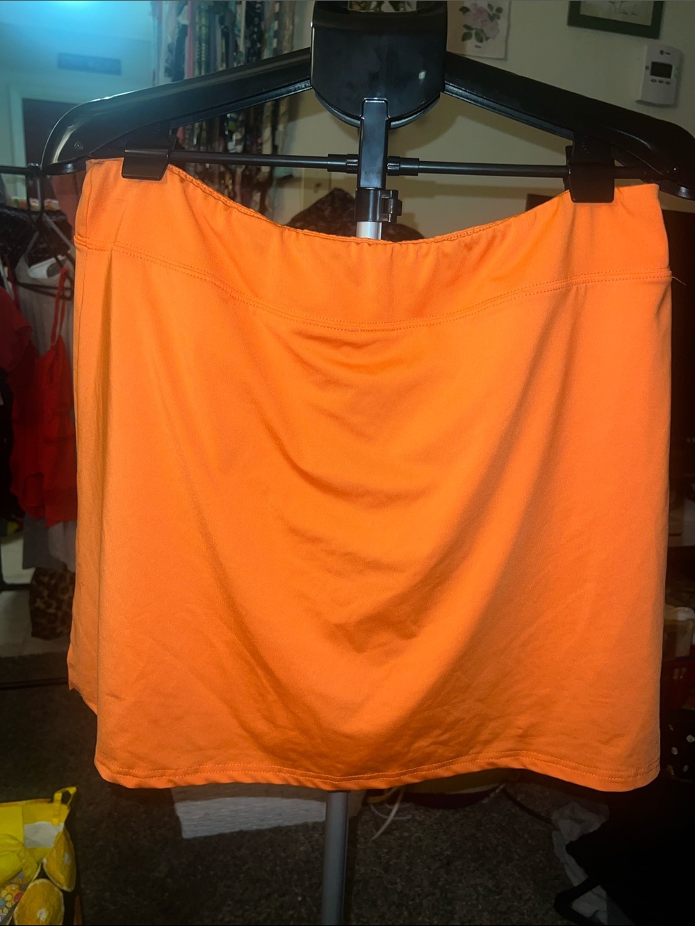 Bright Orange Women's Mini Skort with Elastic Waist